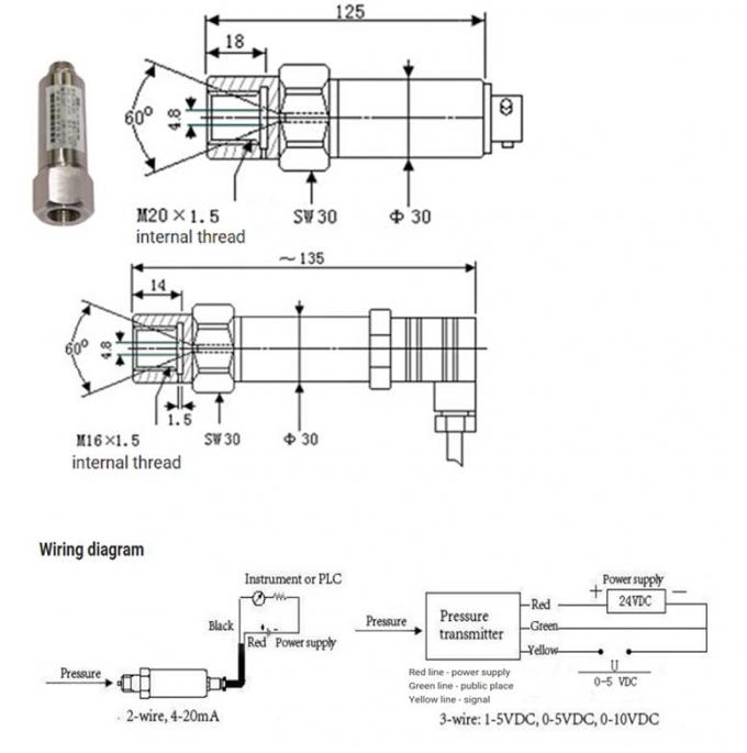 10VDC แรงดันสูงพิเศษ 1500MPa ทรานสดิวเซอร์ความดันบรรยากาศ 3